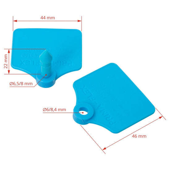 Set 25 perechi crotalii ovine Prima-Flex albastru 4.4x4.6 cm plastic durabil