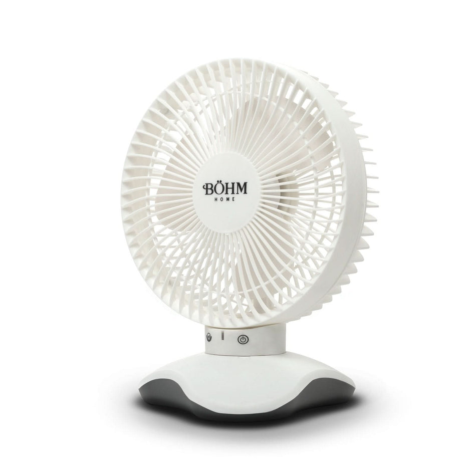Ventilator de birou USB BÖHM BP2306, 6 inch, 3 viteze, 60° oscilatie, motor brushless 5W, alb