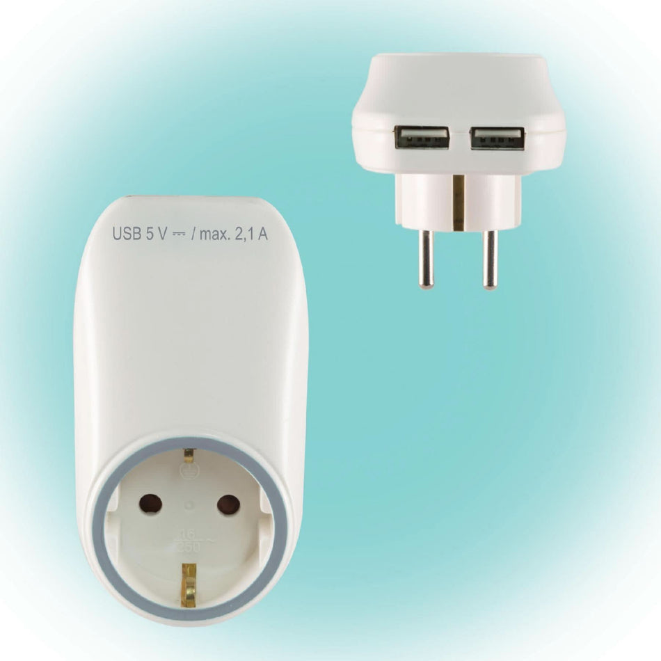 Priza de retea cu incarcare USB dubla NV 2100 USB, 16A, protectie copii, 3680W