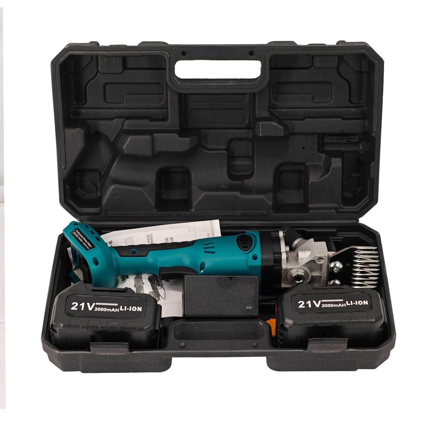 Masina de tuns oi pe acumulator 21V 2000mAh 2 baterii accesorii incluse cutie transport DDT-CRISTAL