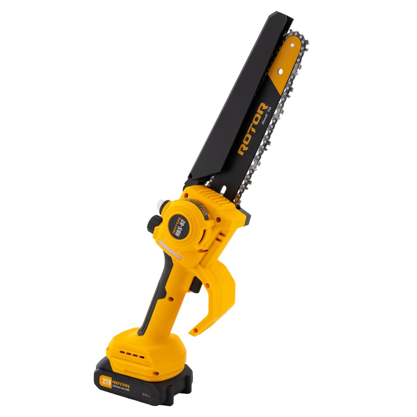Mini drujba pe acumulator ROTOR RBS-82, 21V / 2Ah, Brushless, lama 20 cm, set complet cu 2 acumulatori si incarcator