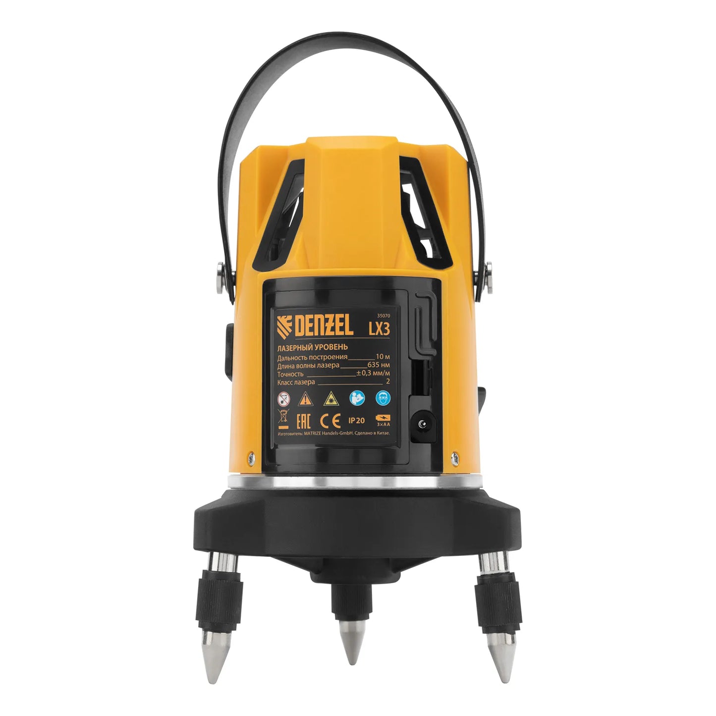 Nivela laser Denzel LX3, raza rosie 635 nm, 10 m, precizie ±0.3 mm/m, 5 fascicule, filet 5/8"