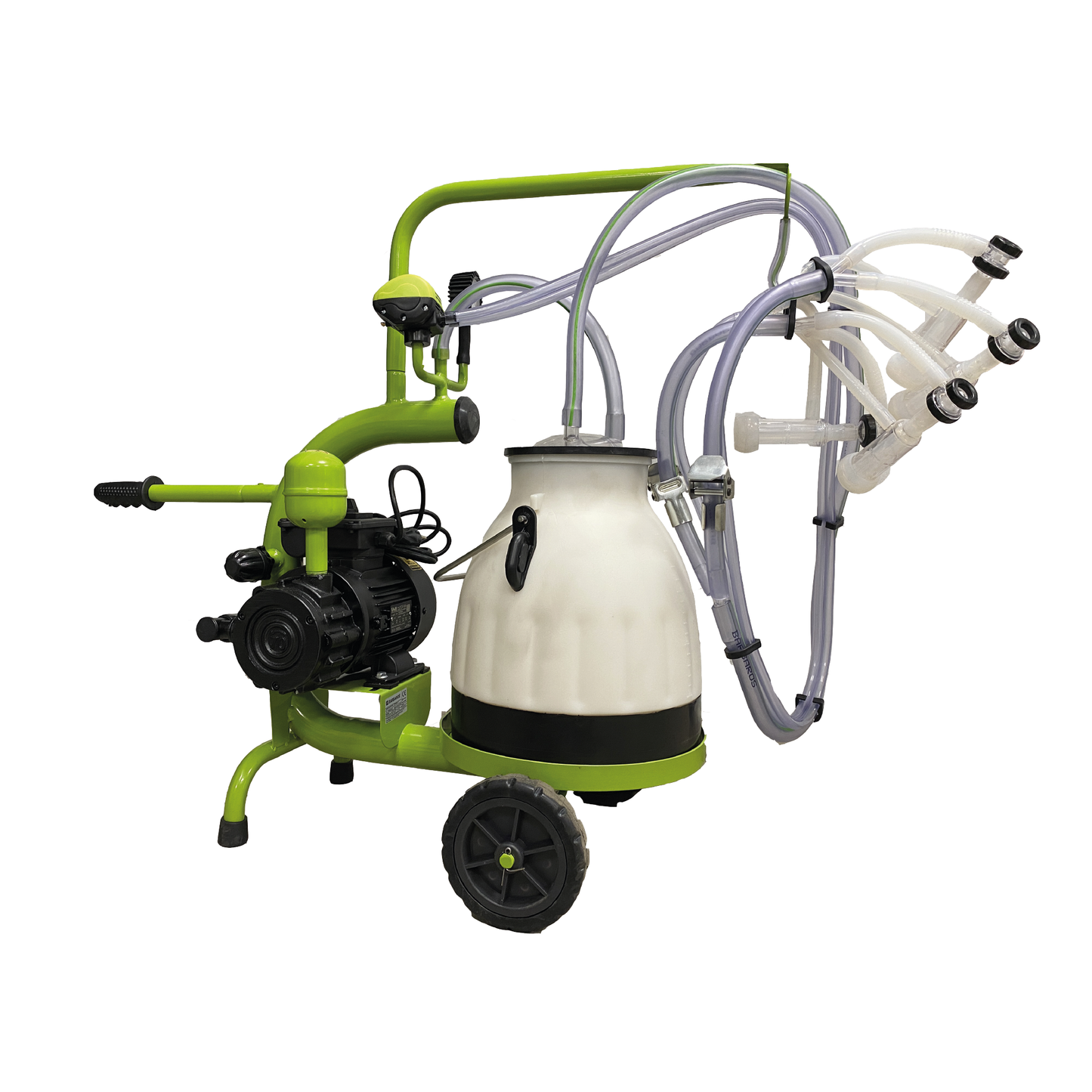 Aparat de muls capre ZEP, 2 posturi, bidon plastic 20L, pompa 250 l/min, motor 0.55 kW, pahare plastic