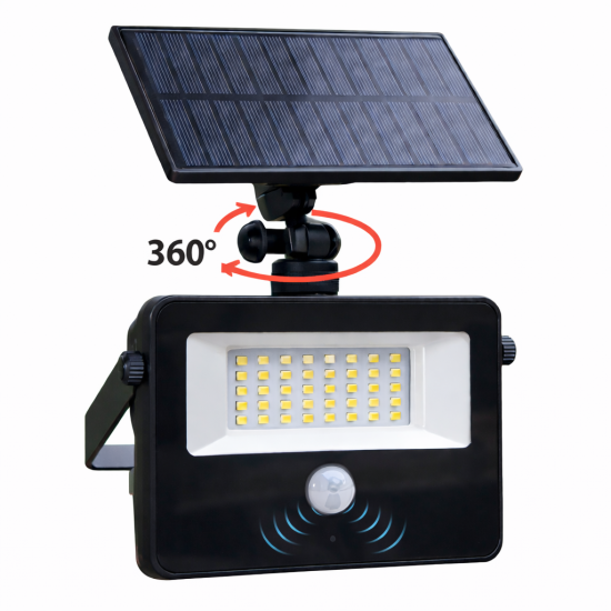 Proiector LED Solar cu Senzor Miscare 50W, 6500K, 140x133x60 mm