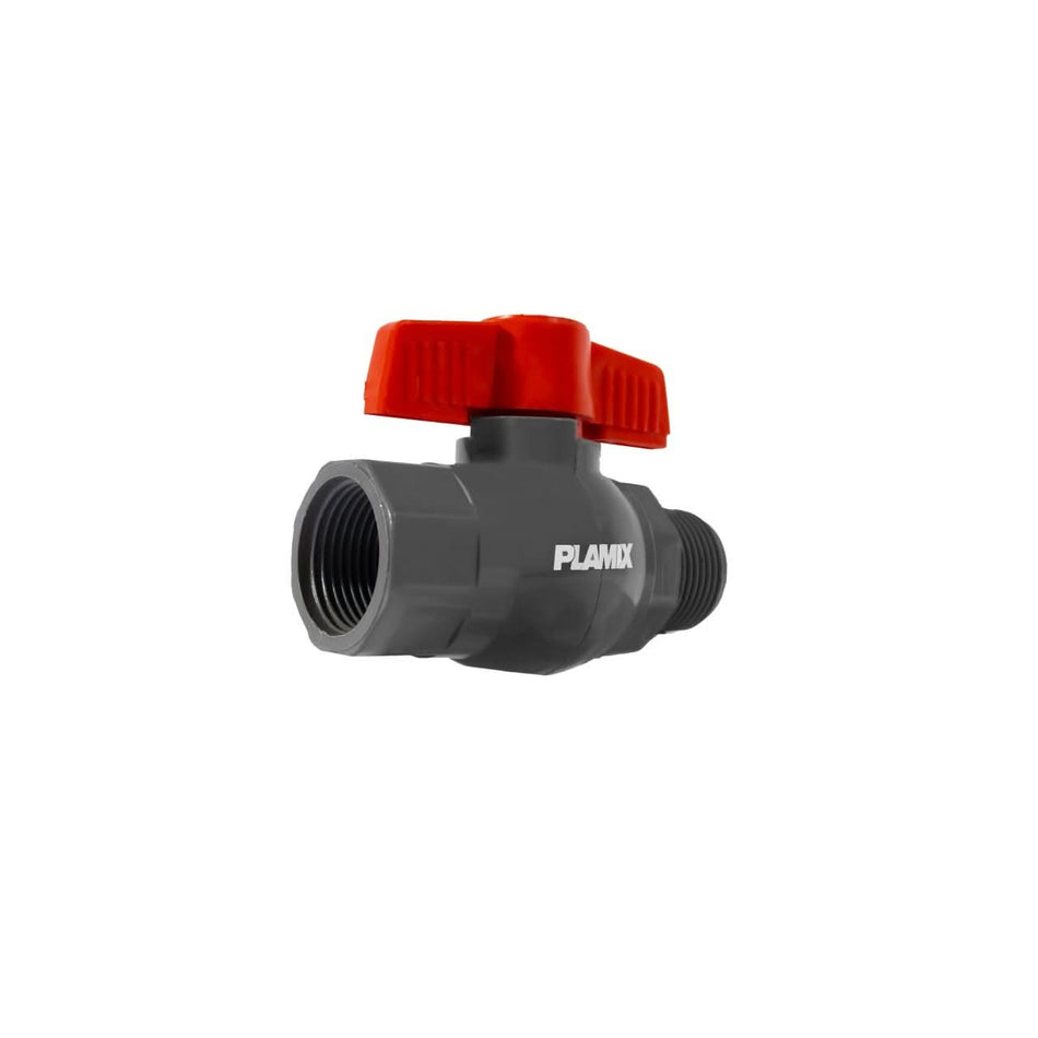 Robinet apa PVC Plamix PVM 1/2", filet interior-exterior, gri/rosu, set 25 buc