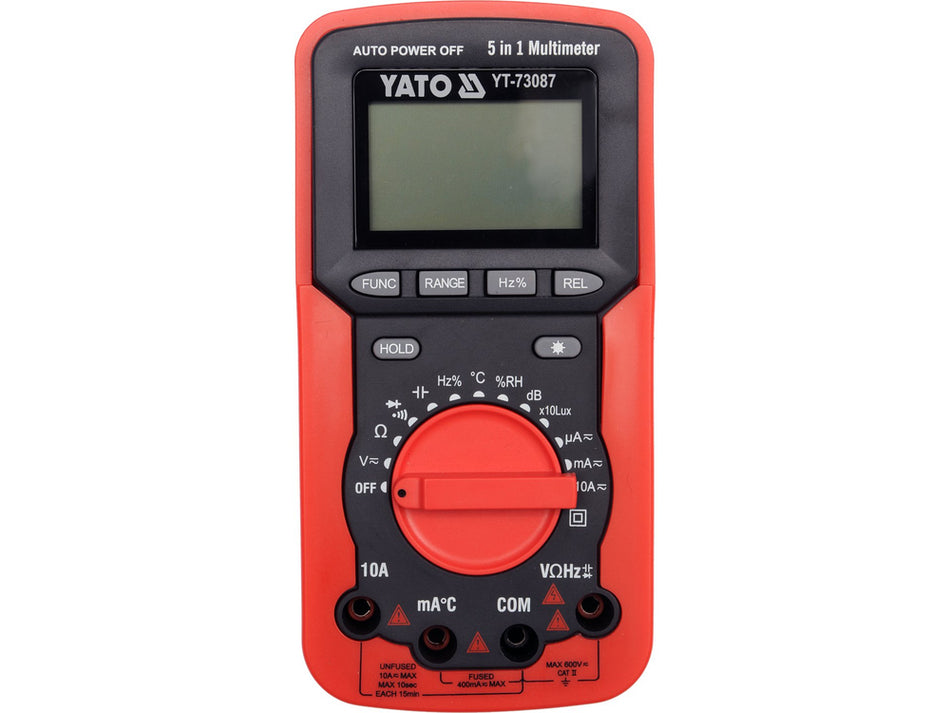 Multimetru universal 5 in 1 Yato YT-73087, masurare tensiune, curent, rezistenta, temperatura, lumina