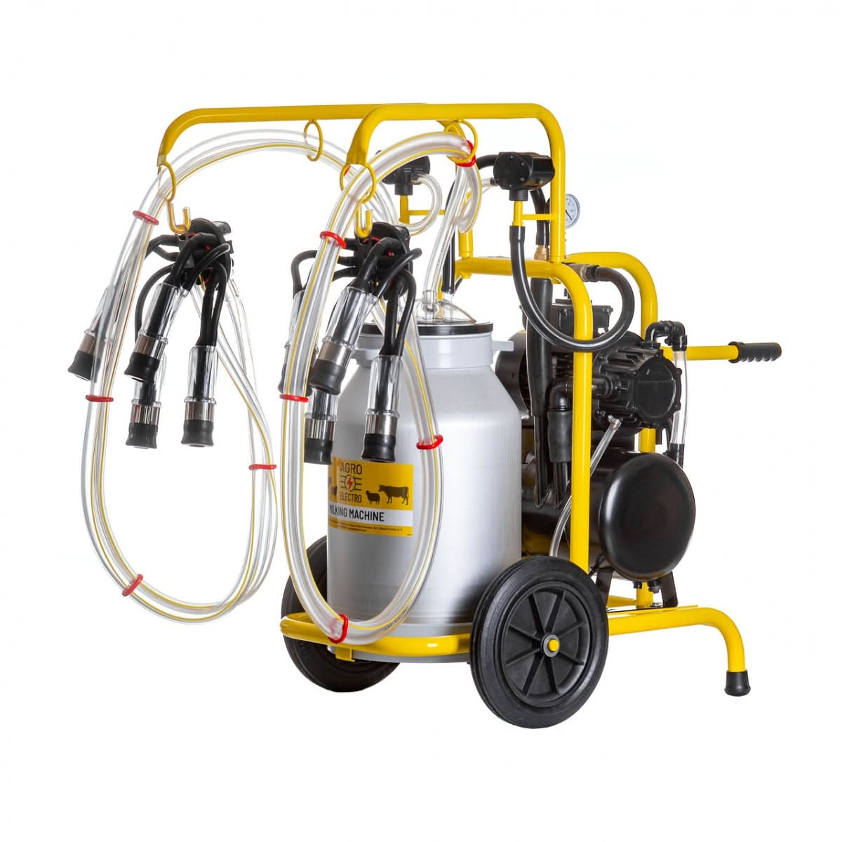 Aparat de muls vaci 2 posturi, bidon aluminiu 40 litri, pulsatoare, pompa de vid 550 W