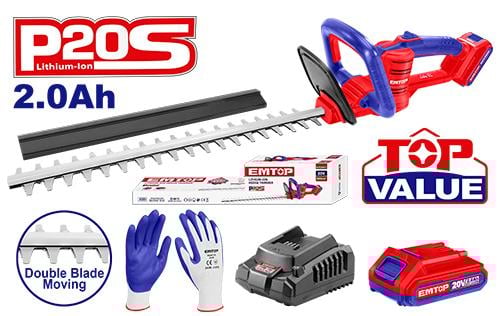 Trimmer Gard Viu 460mm ELHT204611, 20V, 1 Acumulator 2.0AH, Manusi Protectie, Viteza 2800 spm