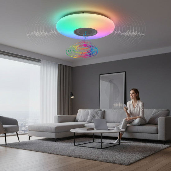 Plafoniera LED SMART cu muzica, 24W, RGB+W, 1800 lm