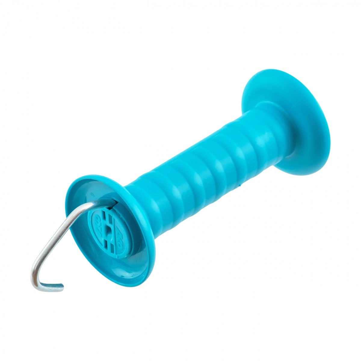 Maner albastru pentru poarta gard electric, cu carlig si arc