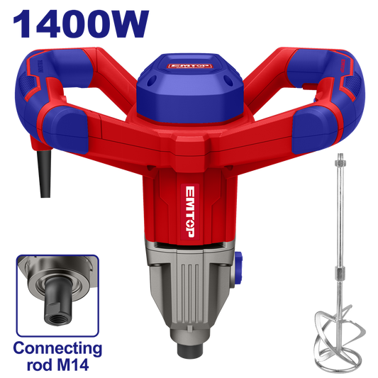 Mixer Electric EMTOP 1400W cu Cutie de Viteze din Aluminiu, Set Extra Perii Motor și Tel Inclus - EMXR14001