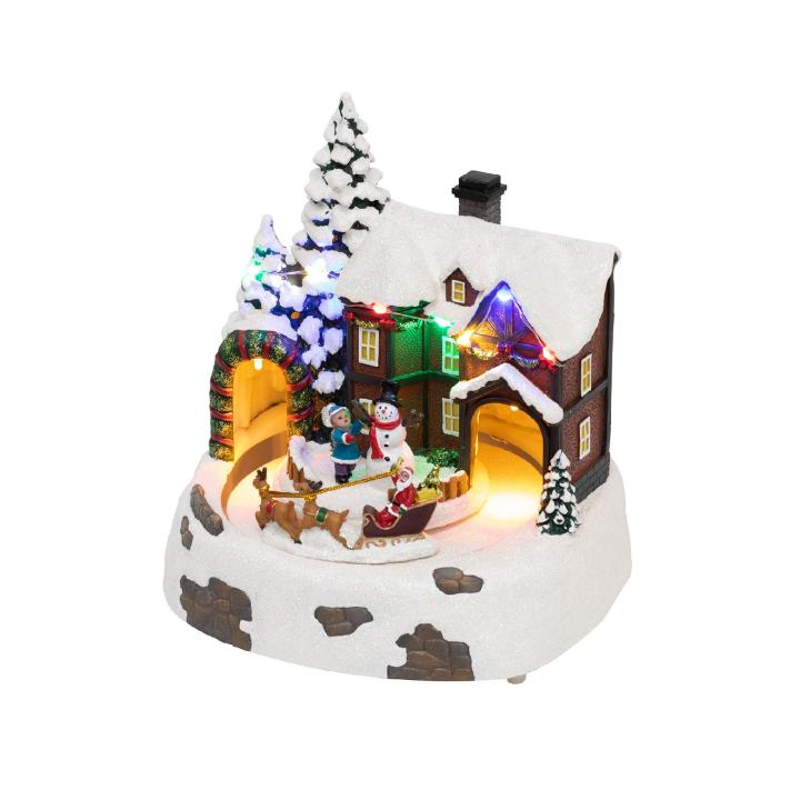 Diorama LED interior, casa cu zapada si ren cu sanie, DRM 15