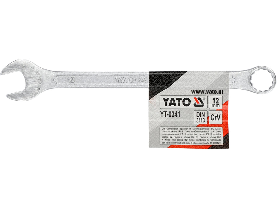 Cheie combinata satinata 12 mm, otel crom-vanadiu rezistent