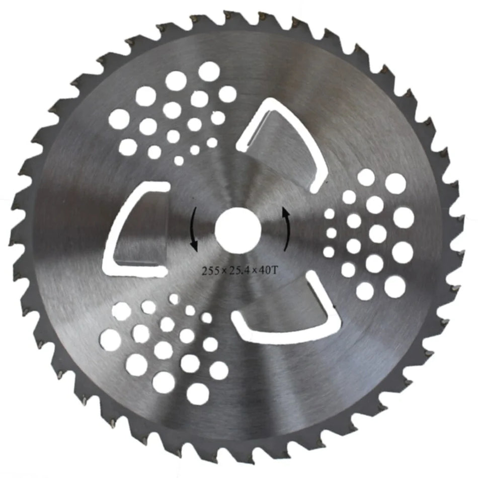 Disc motocoasa 40T cu vidia mare si aripioare – 255 x 25.4 mm, taiere eficienta si rezistenta superioara
