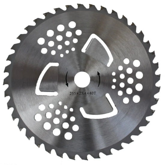 Disc motocoasa 40T cu vidia mare si aripioare – 255 x 25.4 mm, taiere eficienta si rezistenta superioara