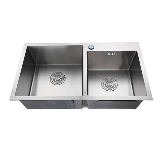 Chiuvetă bucătărie MIXXUS HM7849D-215 SUS304, 780x490mm, oțel inoxidabil, 2 cuve, 215mm adâncime, sifon de scurgere inclus