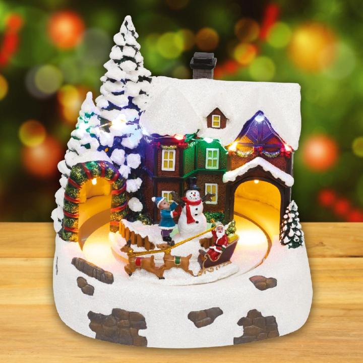 Diorama LED interior, casa cu zapada si ren cu sanie, DRM 15