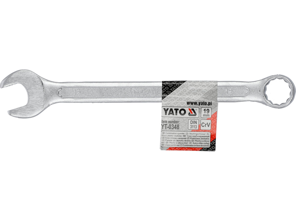 Cheie combinata satinata 19 mm, otel crom-vanadiu rezistent