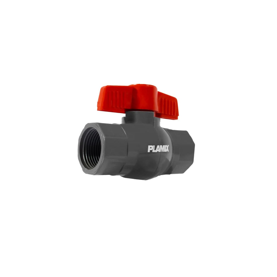 Robinet apa PVC Plamix PVF 1/2", filet interior-interior, gri/rosu
