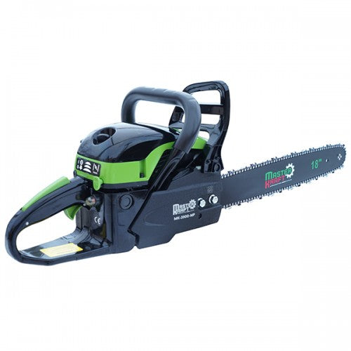 Motofierastrau MasterKraft MK3900-MP, 3.53 CP, 52 cm³, lame 18", 2 lanturi, echipare completa