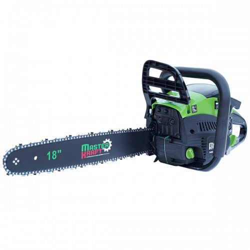 Motofierastrau MasterKraft MK3900-MP, 3.53 CP, 52 cm³, lame 18", 2 lanturi, echipare completa