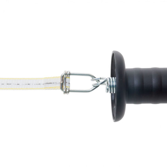 Maner pentru poarta gard electric, cu carlig si arc, potrivit pentru banda 10 mm