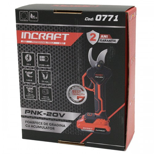 Foarfeca gradina cu acumulator 20V 2.5Ah motor fara perii INCRAFT PNK-20V