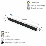 Corp LED liniar interconectabil, 20W, 5000K, 595 mm, negru