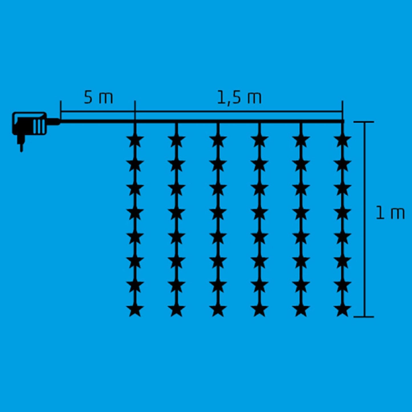 Perdea lumini LED interior, 48 LED alb, decor stele 5 cm, cablu transparent, adaptor 230V/24V