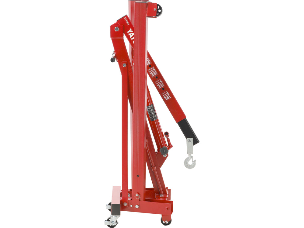 Macara atelier auto hidraulica Yato 1000kg, inaltime ridicare 210cm, pliere compacta, 6 roti metalice, maner manevrare usoara