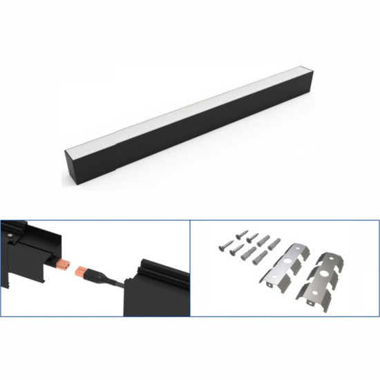 Corp LED liniar interconectabil, 20W, 5000K, 595 mm, negru