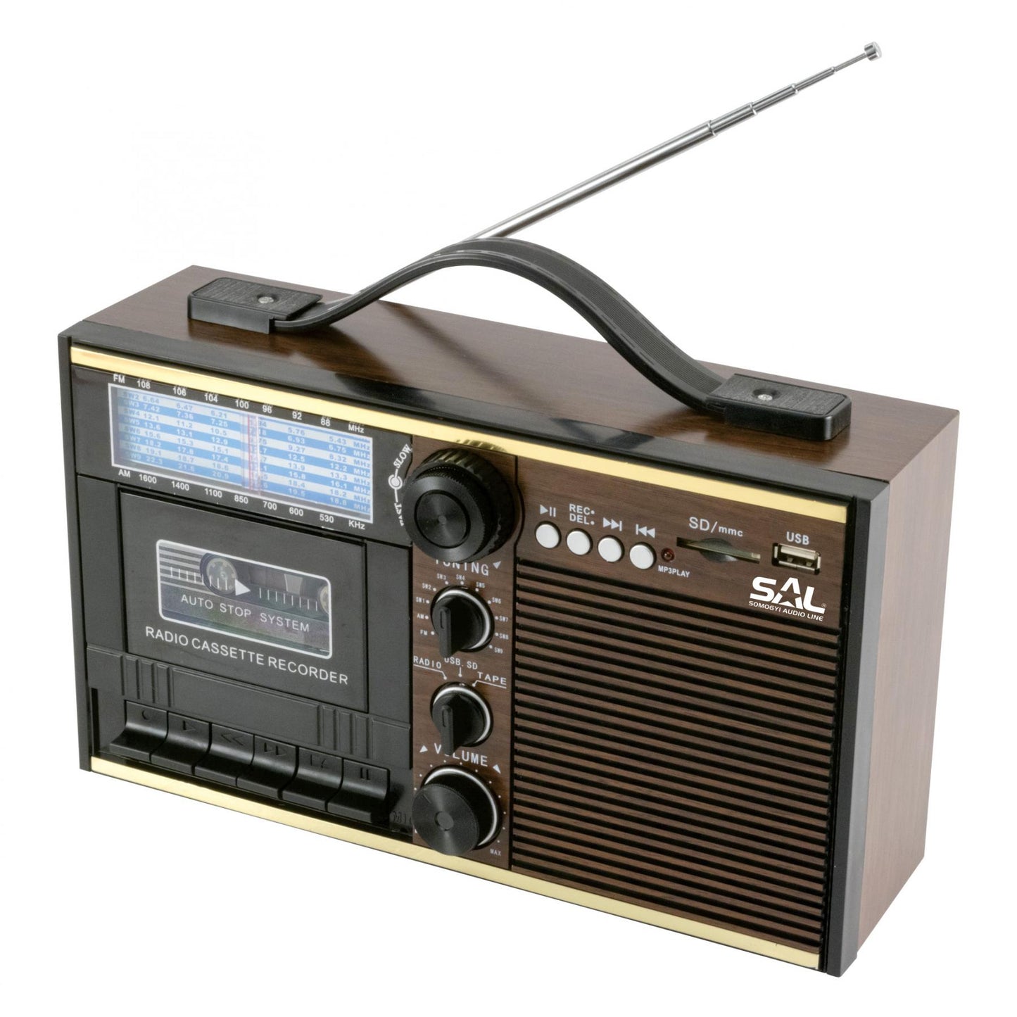 Radio Retro cu Casetofon RRT 11B | Receptor Global AM-FM-SW pe 11 Benzi, Înregistrare și Redare MP3/WMA