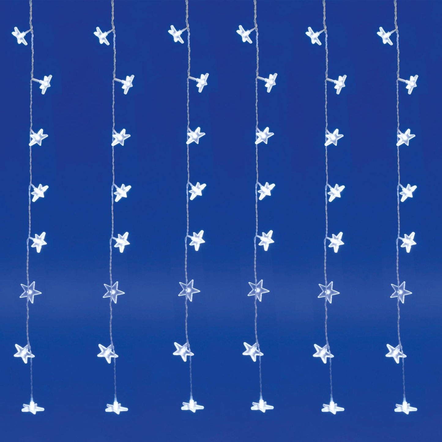 Perdea lumini LED interior, 48 LED alb, decor stele 5 cm, cablu transparent, adaptor 230V/24V