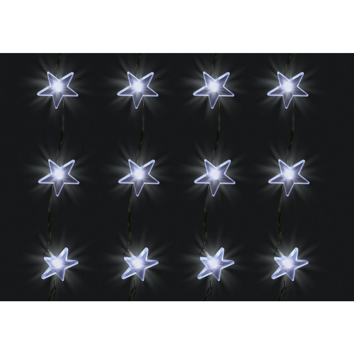 Perdea lumini LED interior, 48 LED alb, decor stele 5 cm, cablu transparent, adaptor 230V/24V