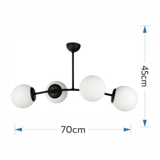 Candelabru Marla Negru, 4xE27, 60W, 70x45cm