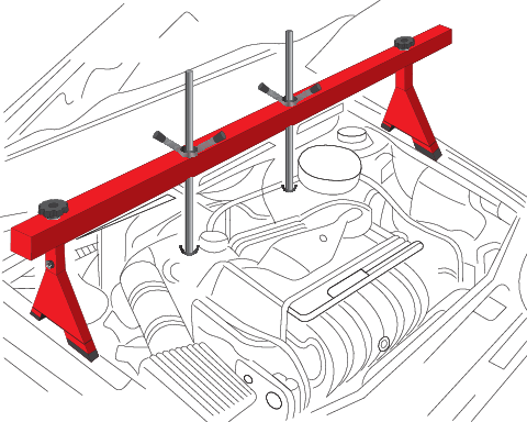 Suport ridicare motor Yato 500kg, tip traversa, reglabil, sprijin pe aripi, sistem sigur de suspendare motor