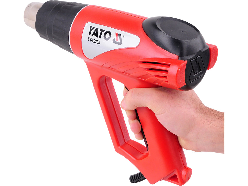 Pistol aer cald Yato 2000W, 2 trepte temperatura 350-550°C, debit 300-500 l/min, pentru vopsea, adezivi si materiale termocontractabile