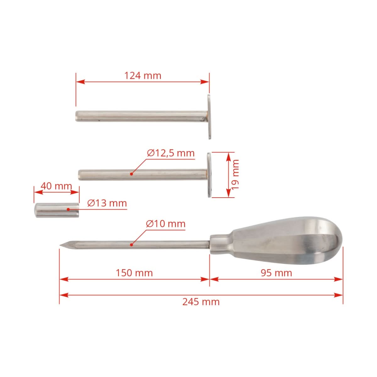 Trocar veterinar inox 150x10 mm pentru bovine si ovine