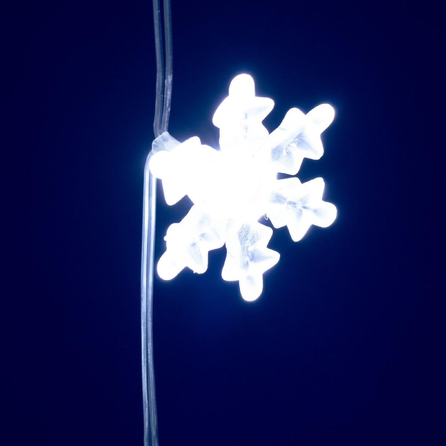 Perdea lumini LED interior, 50 LED alb rece, fulgi de nea 7 cm, cablu transparent, iluminare permanenta