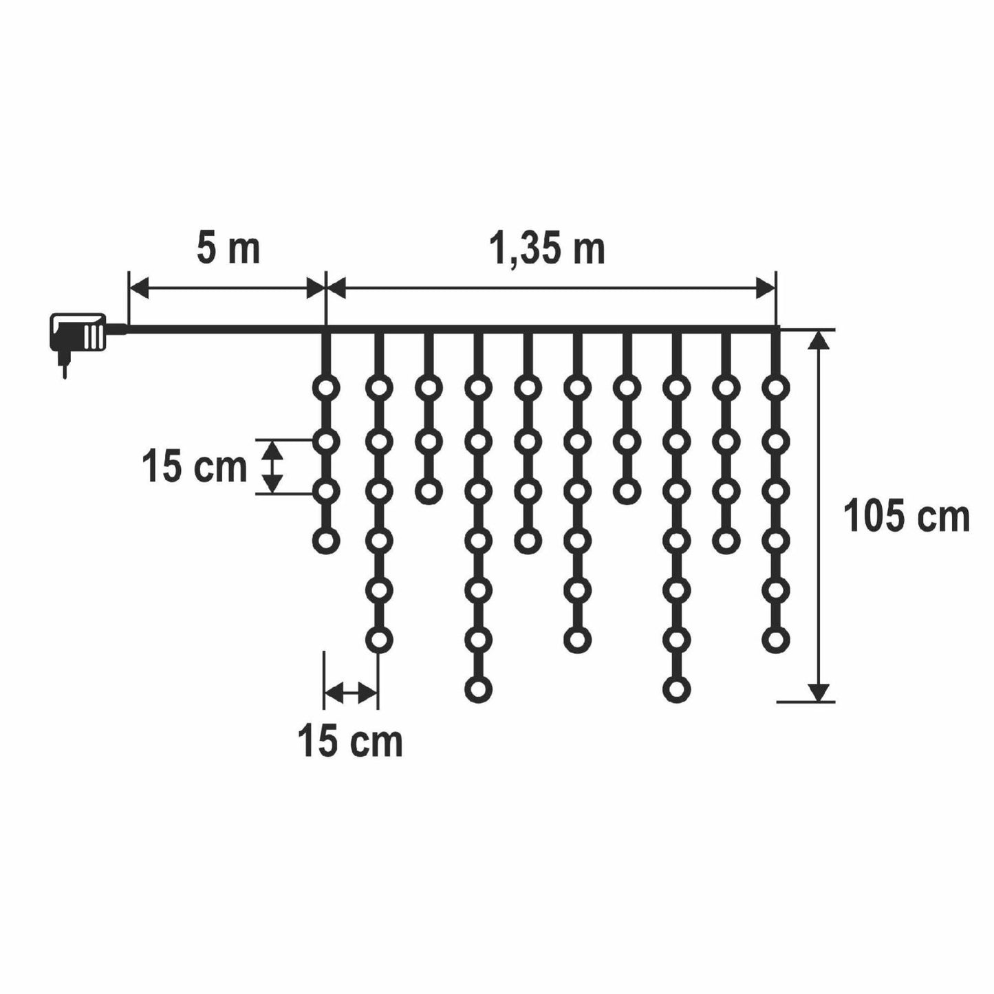 Perdea lumini LED interior, 50 LED alb rece, fulgi de nea 7 cm, cablu transparent, iluminare permanenta