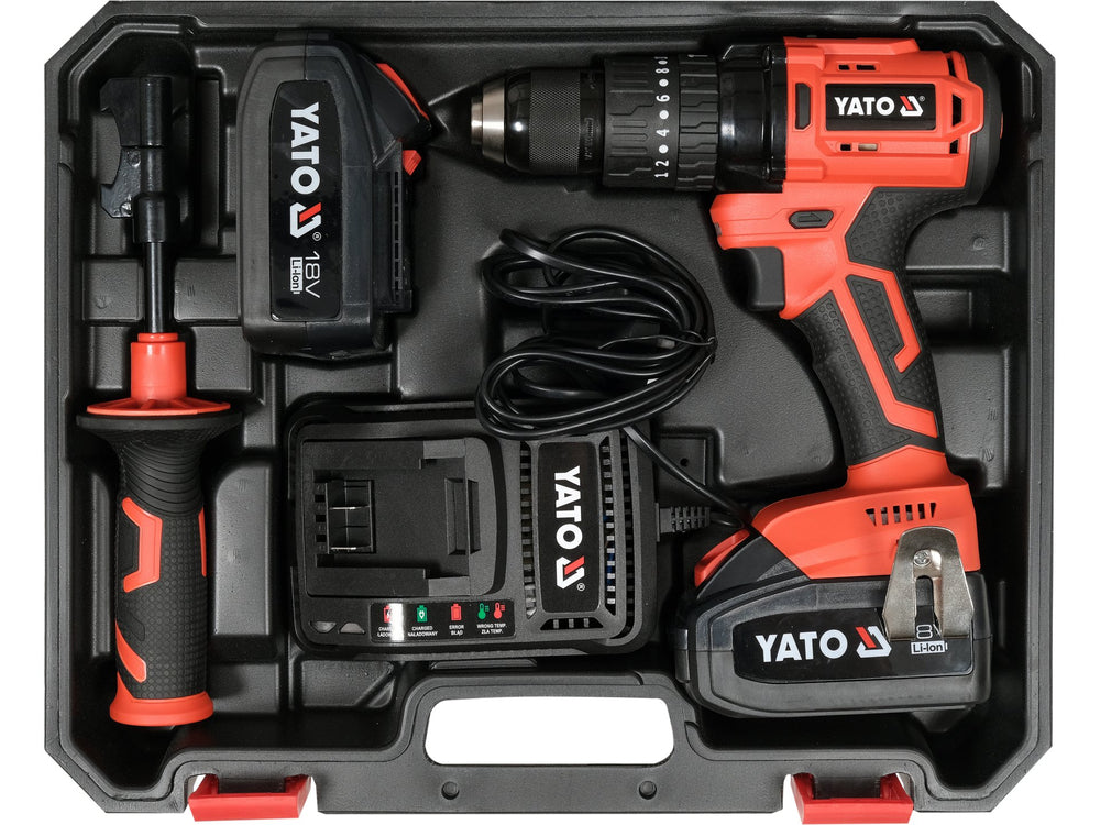 Autofiletanta cu percutie Yato 18V, 75Nm, 2 acumulatori 3.0Ah, mandrina metalica 13mm, 3 moduri de lucru, greutate 1.4kg