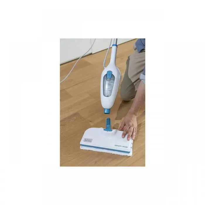 Mop cu aburi Black+Decker FSMH13E10, 1300W, 10-in-1, Curatare igienica, Rezervor 0.38L, Alb-Verde