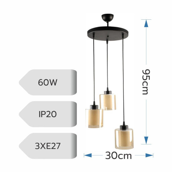 Candelabru Nitra Antique, 3xE27, 60W, 95x30cm