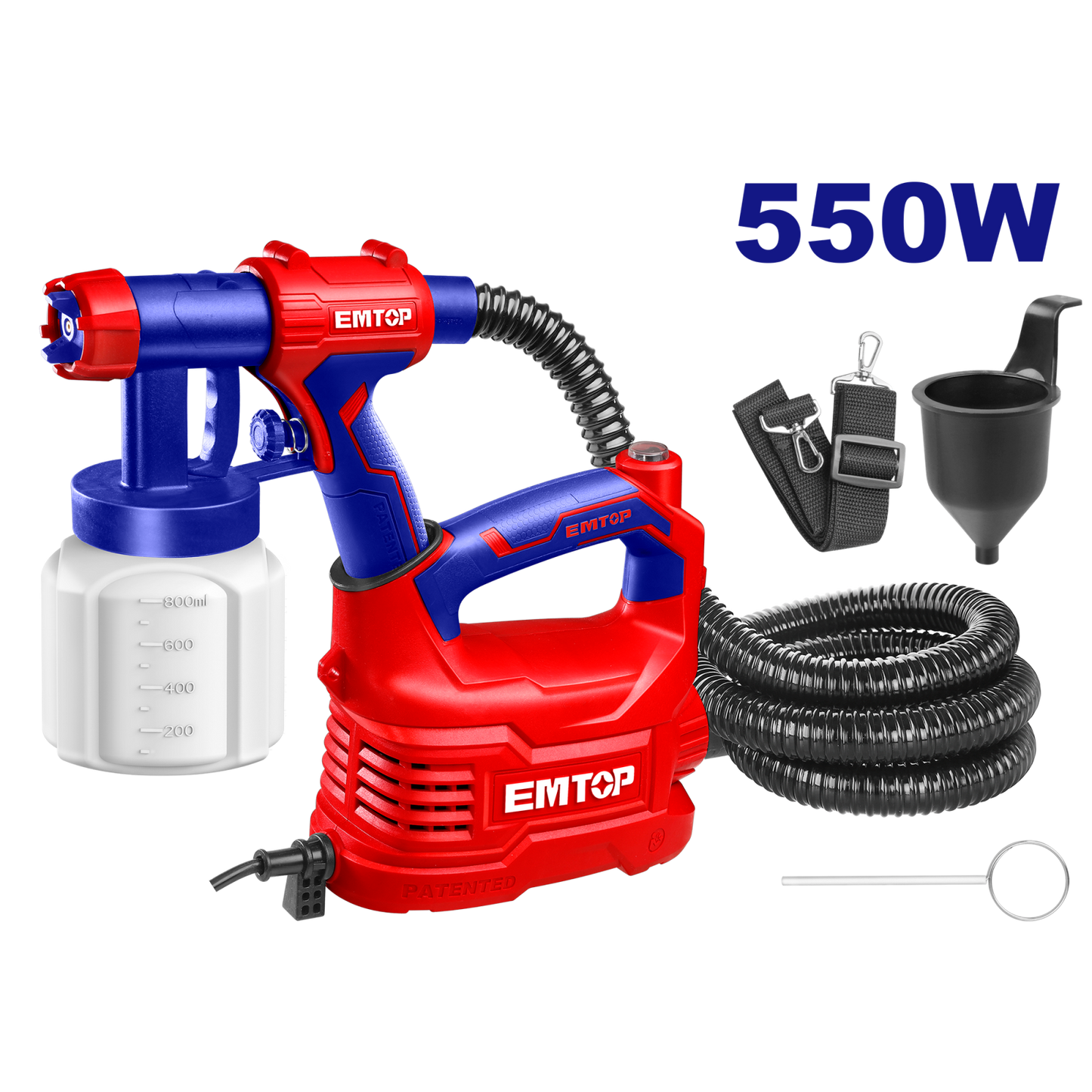 Pistol de vopsit 550W, 800ml, debit 850ml/min, accesorii incluse - ESGN50001