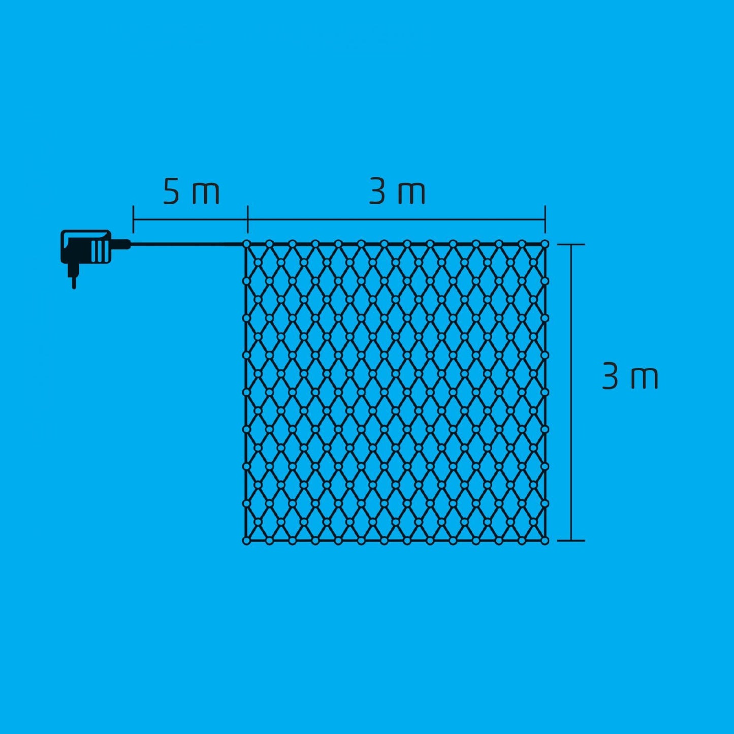 Plasa lumini LED exterior 3x3 m, 240 LED alb rece, cablu verde, adaptor 230V/36V