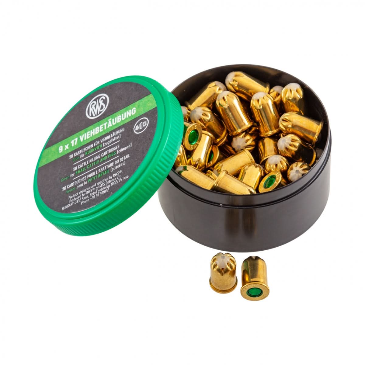 Capse asomator verde, 9 × 17 mm, 50 buc pentru animale mici