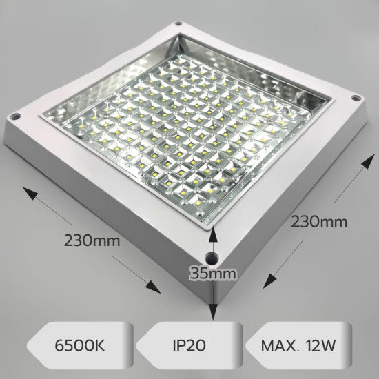Plafoniera LED Patrata pentru Bucatarie, 12W, 230x230x35mm, 6500K