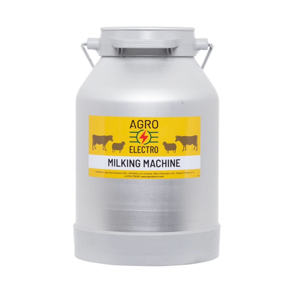 Bidon aluminiu 25 litri pentru aparate de muls - maner galvanizat, fara capac