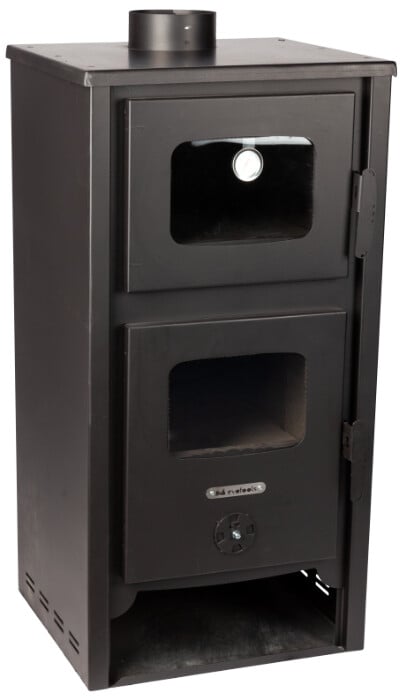 Semineu pe lemne cu cuptor si termometru Evotools Plus 12.2 kW, randament 84.16%, certificat EcoDesign, incalzire pana la 85 m²