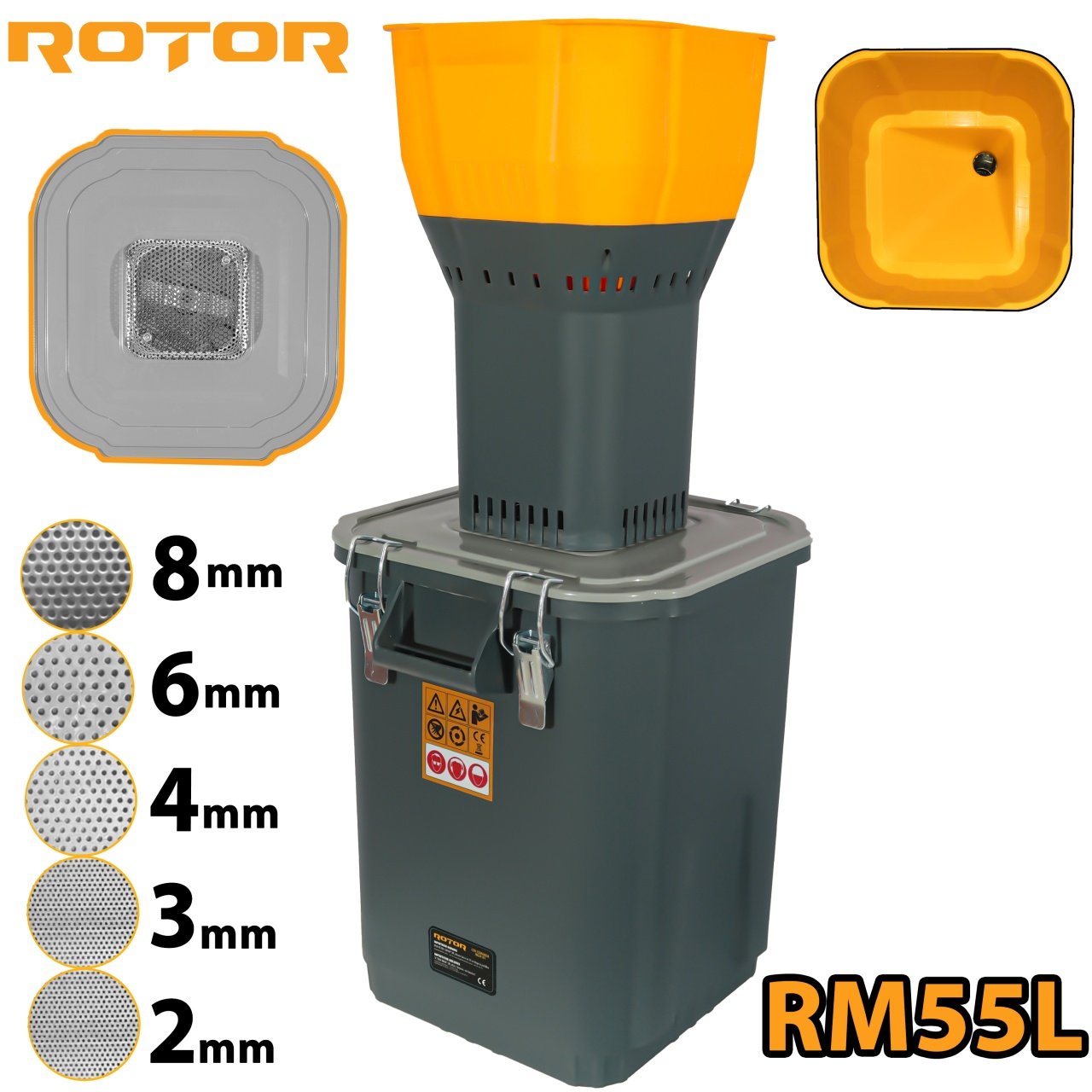 Moară electrică pentru cereale ROTOR RM55L, 1500 W, 19000 rot/min, Capacitate 55 L, 5 site de măcinare